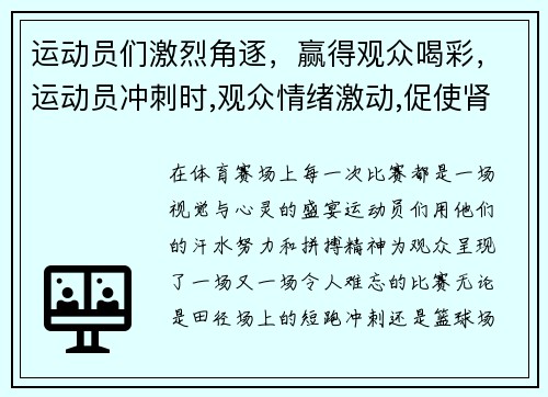 运动员们激烈角逐，赢得观众喝彩，运动员冲刺时,观众情绪激动,促使肾上腺分泌较多的激素
